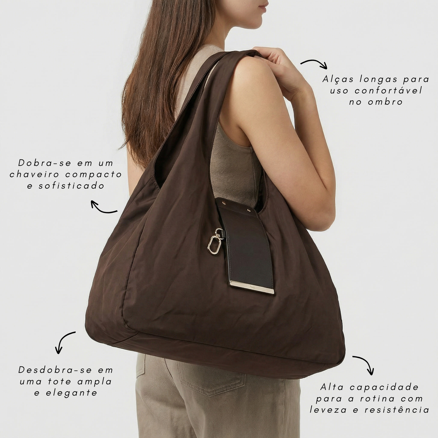 Salva™ Bolsa Tote Dobrável Chaveiro